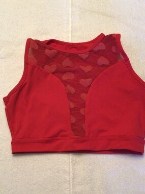 Red Lace-Panel High Neck Sports Bralette - Unbranded
